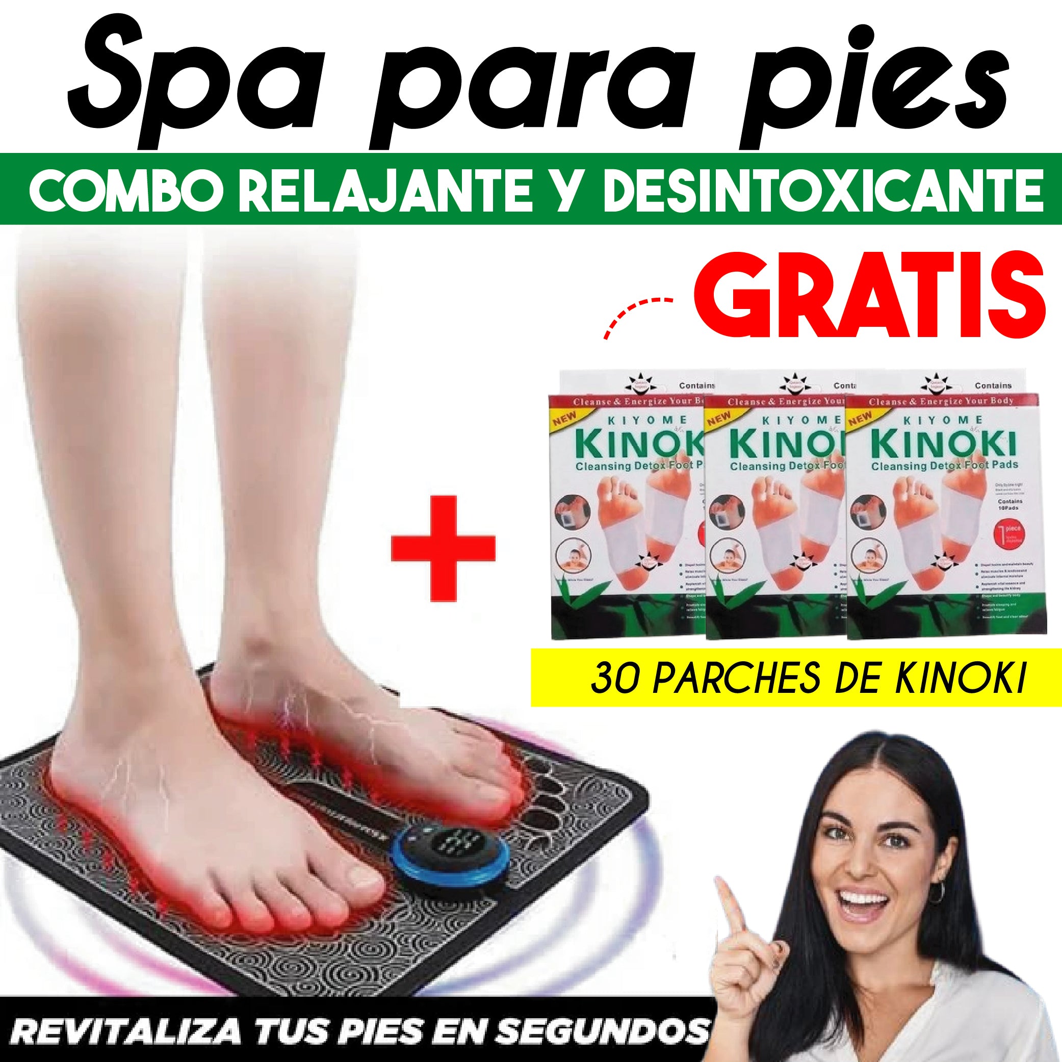 SPA PARA PIES (MASAJEADOR + PARCHES KINOKI)